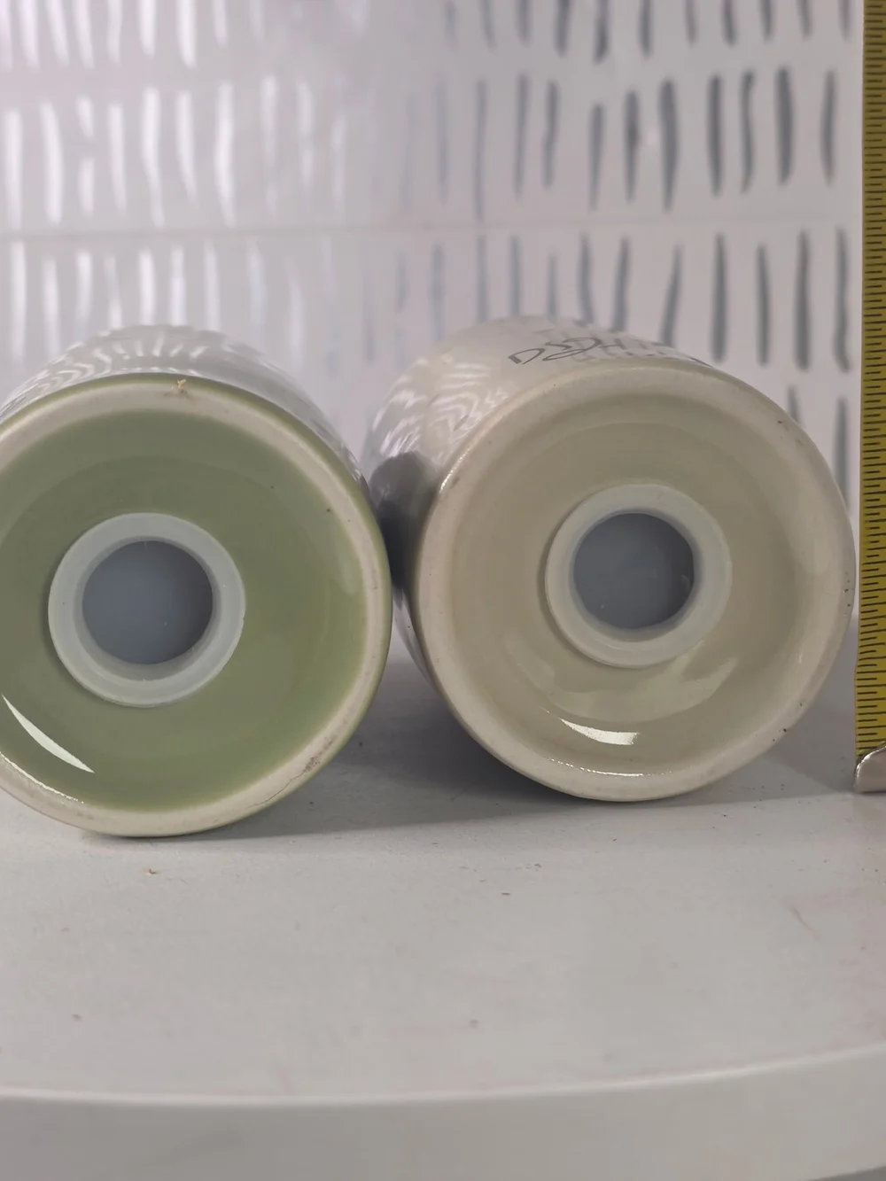 Salt and Pepper Shaker Set with DS2 Logo - Sage Green & Cream